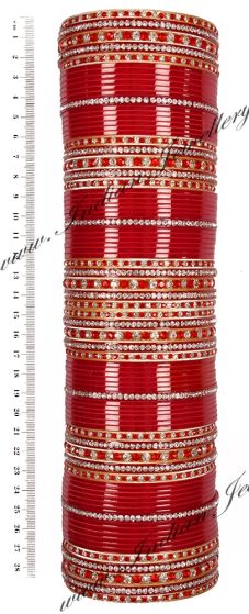 RIMI Bright Red Wedding Chura, 2-Hands, 2.8 UGRC03501 Indian Jewellery