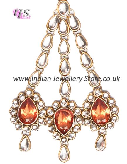 PRIYA Jhumar - Antique gold & Orange PAOK0249 Indian Jewellery