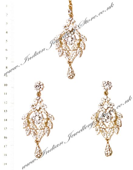 Yashi Earrings and Wider Tikka IAWC03565 Indian Jewellery