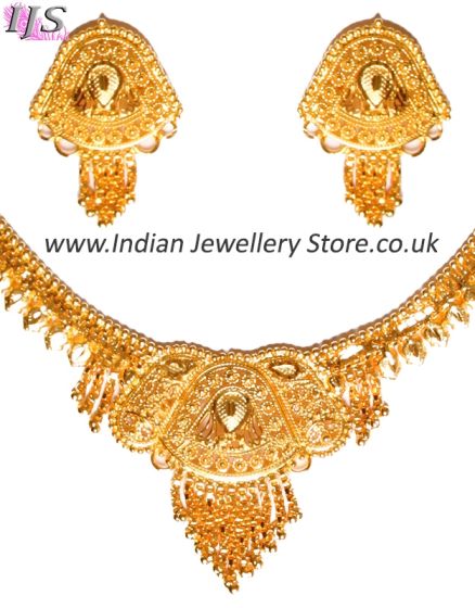 22k Effect Indian Necklace Stud Earrings NGWN04684 Indian Jewellery