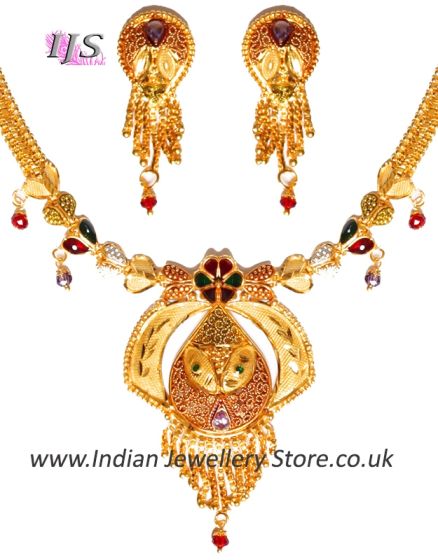 22k Effect Indian Necklace Set NGMP04691 Indian Jewellery