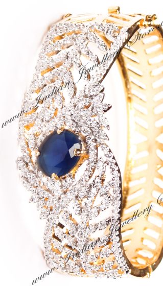 Contemporary Fine American Diamond Wide Bracelet - Sapphire WGLA03582 Indian Jewellery