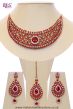 Crystal Collar Necklace Set - Bright Red Ella NARC10496 Indian Jewellery
