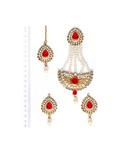 Mia Stud Earrings, Tikka & Pearl Jhumar Set IGRC10248 Indian Jewellery