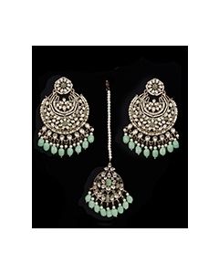 Heeramandi-Inspired Antique Statement Kundan Earring & Tikka IAWK12347C Indian Jewellery