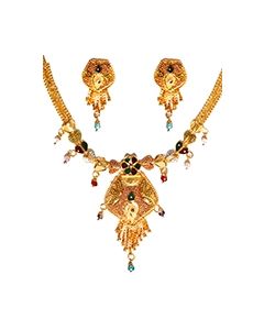22k Effect Indian Necklace Set NGMP04694 Indian Jewellery