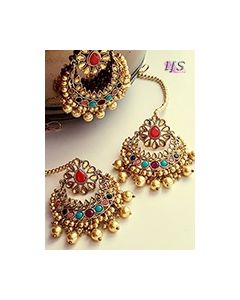 Pearl Indian Earrings & Tikka Jewellery Set - Leela IALC10823C Indian Jewellery
