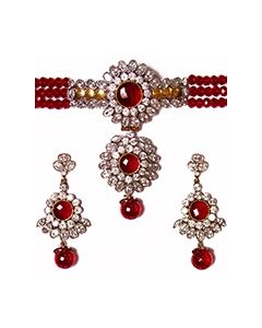 American Diamond Beaded Choker Set NGRA04108 Indian Jewellery