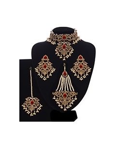Mughal Princess Pearl Indian Jewellery Set - Choker, Ear, Tikka & Jhumar NARC11311 Indian Jewellery