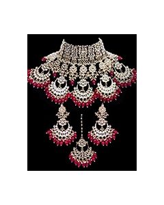 Statement Sabyasachi Indian Kundan Wedding Jewellery - Red NGRK11783 Indian Jewellery