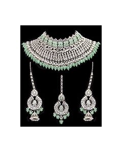 Silver & Mint Green, A.Diamond Asian Bridal Jewellery  BSGA11903 Indian Jewellery