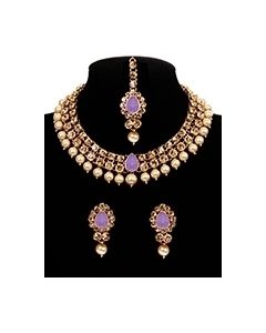 Light Mauve Indian Jewellery Set - Adina Studs NAUC11997 Indian Jewellery
