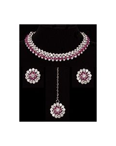 Crystal Silver Delicate Indian Jewellery NSRC12040 Indian Jewellery