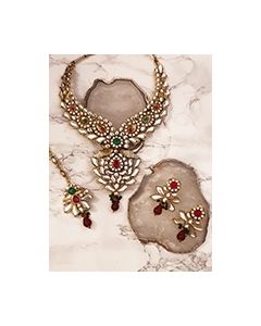Kundan Statement Necklace & Indian Stud Earrings NGAP02556 Indian Jewellery