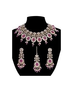 Champagne Kundan Floral Indian Jewellery Set NARK12307 Indian Jewellery
