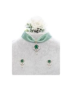 Sabyasachi Contemporary Indian Velvet Choker - Mint Green NSGA12323 Indian Jewellery