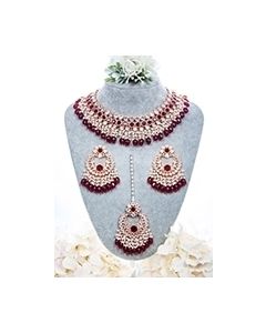 Rose Gold CZ, Flexible Asian Jewellery Set NRRA12338 Indian Jewellery
