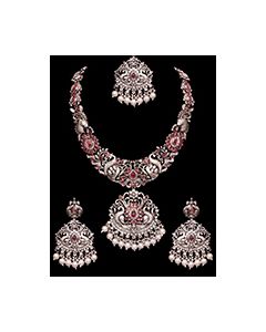 Oxidised Silver Long Peacock Haar Necklace NSPP12427 Indian Jewellery