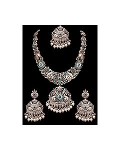 Oxidised Silver Long Peacock Haar Necklace NSWP12430C Indian Jewellery