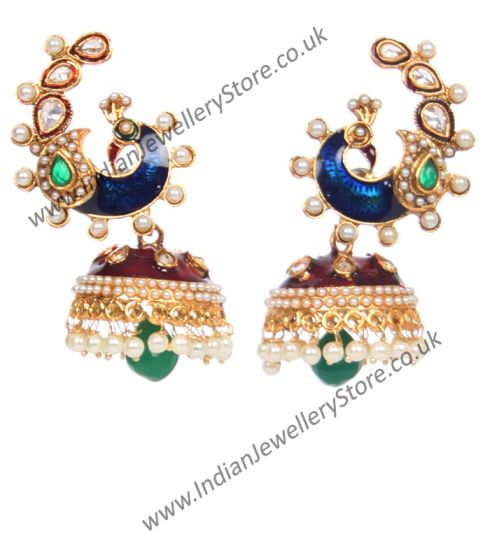 Large Peacock Jhumka EGML10343 Indian Jewellery