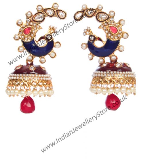 Large Peacock Jhumka EGML10344 Indian Jewellery