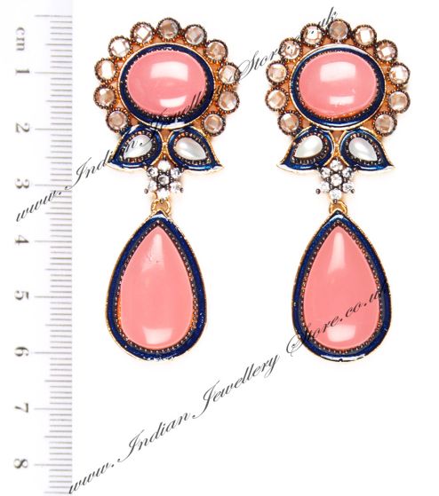 Leena Peach Earrings EGPP03909 Indian Jewellery