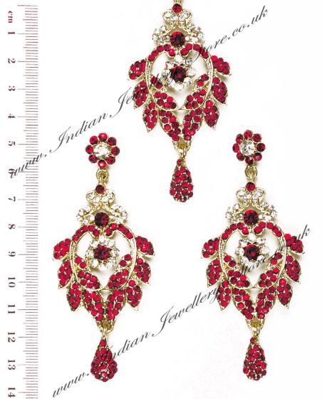 Yashi Earrings and Wider Tikka IARC03564 Indian Jewellery