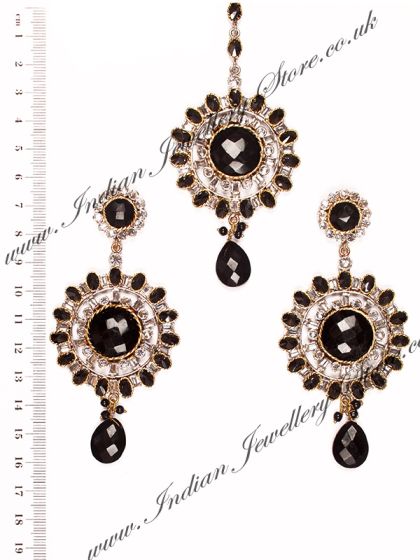 Large Round Earrings & Tikka ISBA10259 Indian Jewellery