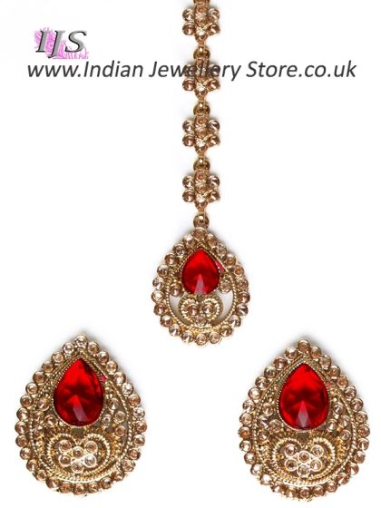 American Diamond, Antique Stud Earrings & Tikka - Sumandeep IARA11007 Indian Jewellery