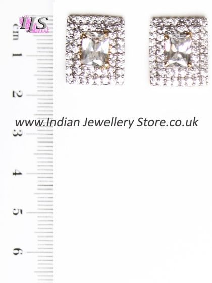 Elegant Indian Stud Earrings (princess cut czar diamonds) EEWA10954 Indian Jewellery