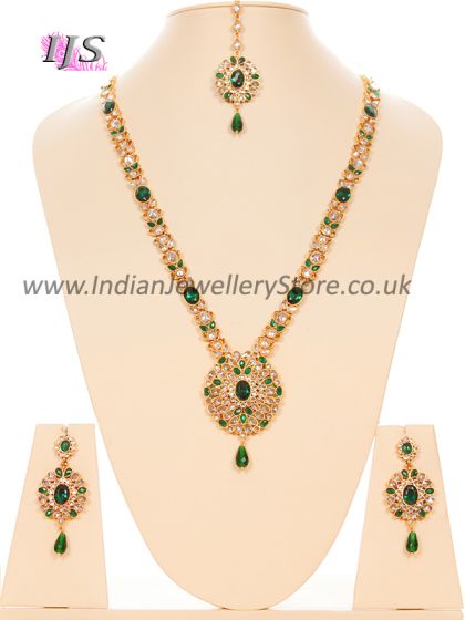 American Diamond Necklace Set - Usha NGGA10626 Indian Jewellery
