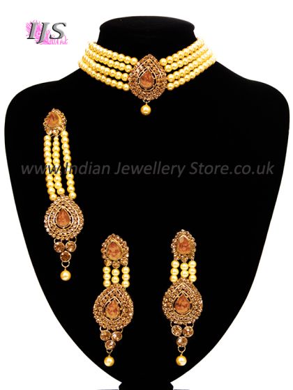 Classic Pearl Wide Choker - Moneeka NANC10808 Indian Jewellery