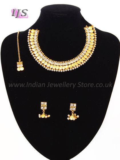 22k Delicate Traditional South Indian Set - NELA10866C Indian Jewellery