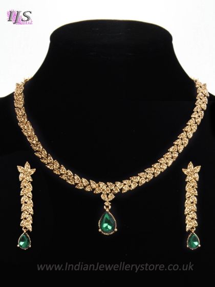 Delicate Gold Crystal Jewellery Set - Arishia NAGC11334 Indian Jewellery