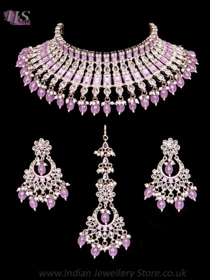 Premium American Diamond Silver Indian Jewellery Set NSUA12431 Indian Jewellery
