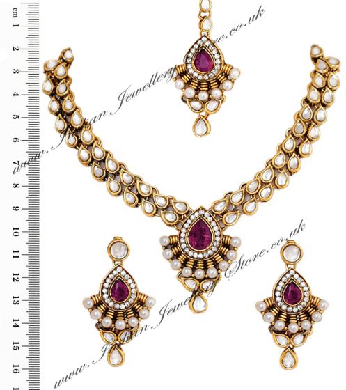 Pushpa Pearl and Kundan Set NAUK04776 Indian Jewellery