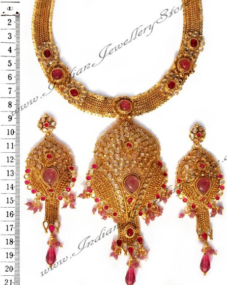 Large Pink Necklace Set NGPP0690 Indian Jewellery