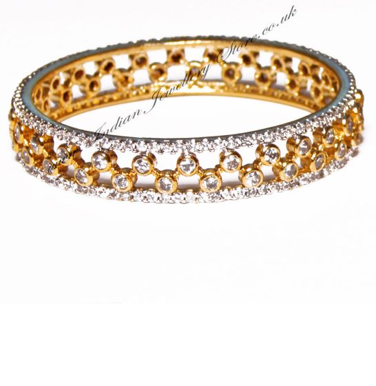 1x Exquisite Diamond Gold Effect Bangle, 2.8 WGWA03627 Indian Jewellery