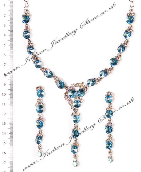 Ice Blue Crystal Necklace Set NSLC03844 Indian Jewellery