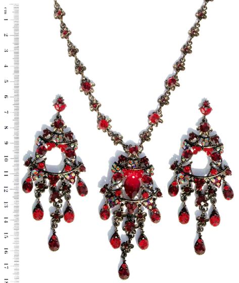 Red crystal necklace set NSRC1026 Indian Jewellery