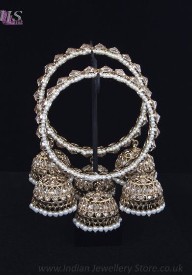 2x Antique Asian Indian Triple Jhumki Kangan Churi Bangles 2.6 WANP12254 Indian Jewellery