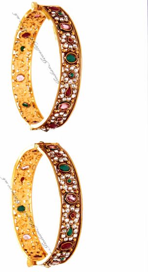 2 x Intricate Floral Indian Bangles 2.8 WGAC02999 Indian Jewellery