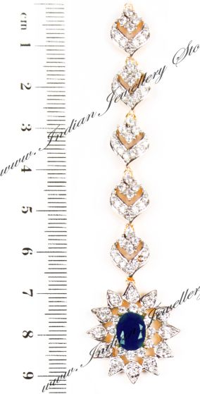 Sapphire Small/Medium Indian Fine American Diamond Tikka ZGLA04358 Indian Jewellery