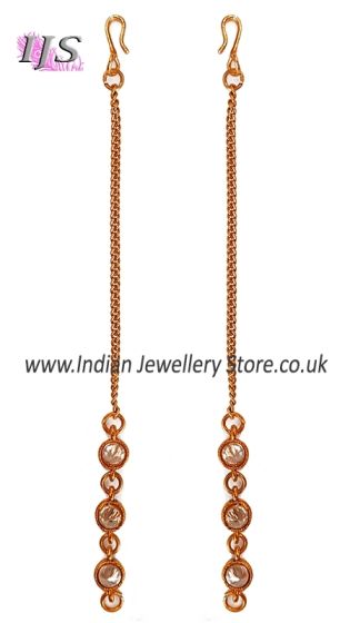 Gold Simple Chain & American Diamond Saharas EEWA11022 Indian Jewellery