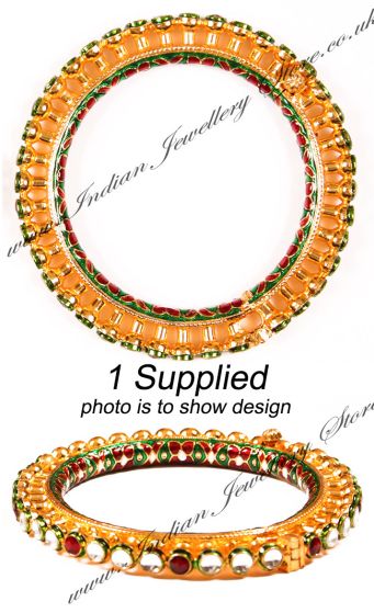 1 x Rajasthani Kundan Bangle, 2.6 WGAK03734 Indian Jewellery