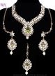 Structured kundan collar necklace set - Apple green NAGK11840 Indian Jewellery