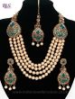 Asian 4-Stranded Pearl Mala Set - teal NALL11419 Indian Jewellery