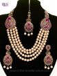 Asian 4-Stranded Pearl Mala Set - fuchsia pink NAPL11422 Indian Jewellery