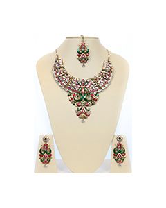 Large Kundan Peacock Necklace Set BACC10476C Indian Jewellery