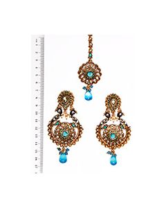 Peacock Indian Earrings and Tikka IALA04392 Indian Jewellery